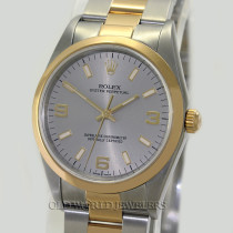 Rolex Oyster Perpetual No Date Ref 14203 Steel 18K Gold Rhodium